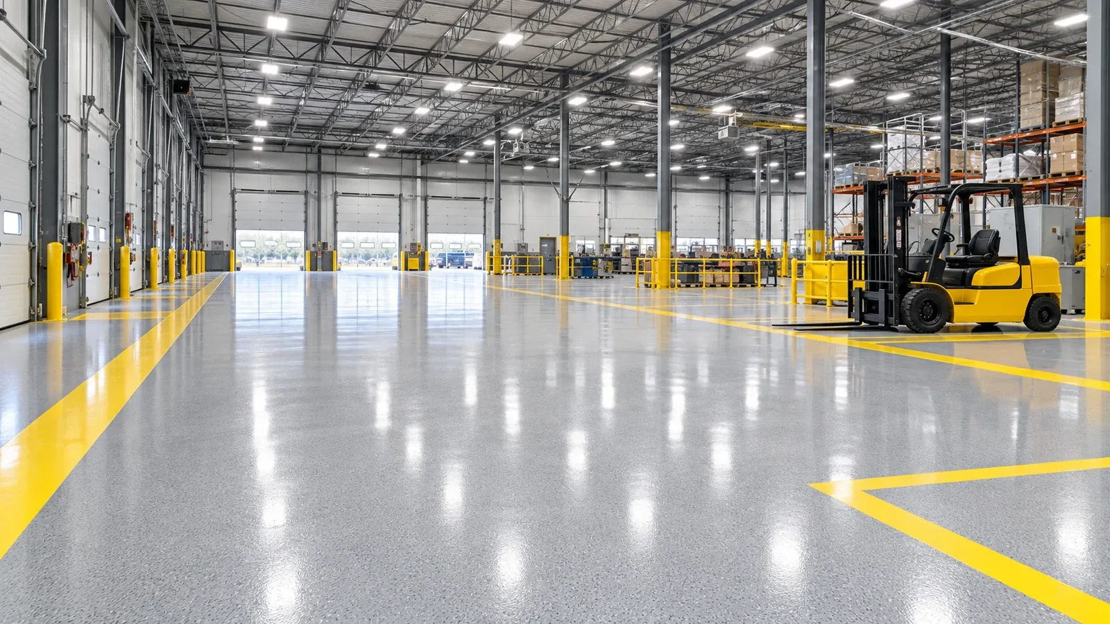 Illustrative commercial space with a coated floor